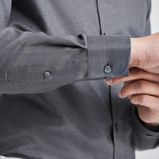 十如仕纽扣领免烫法兰绒长袖衬衫-SS01-02 商品图2