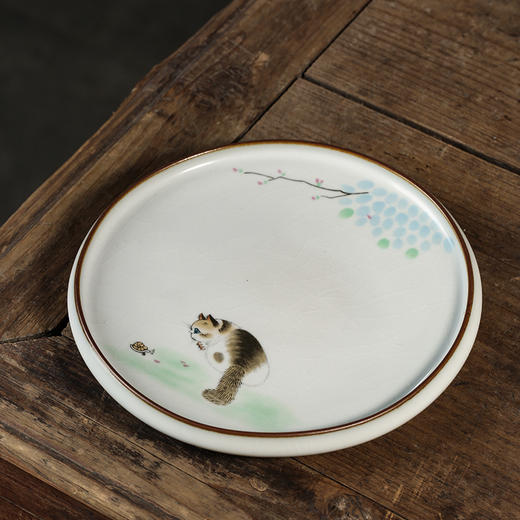 永利汇汝窑壶承干泡盘家用功夫茶具茶道零配中式陶瓷茶垫杯垫泡台 商品图2