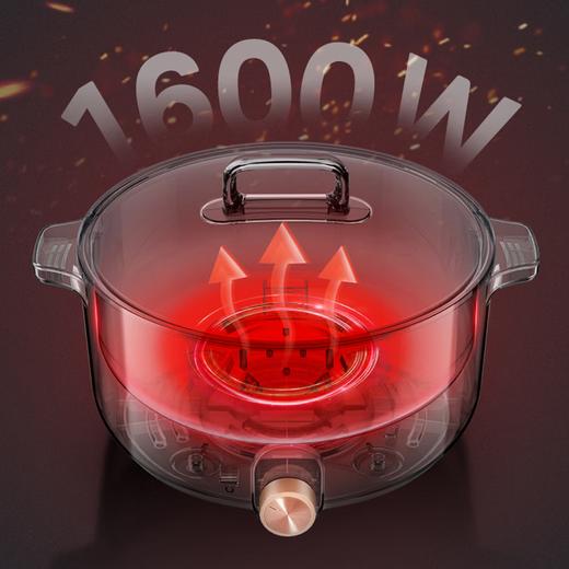 美的（Midea）电火锅学生宿舍电煮锅3-5人多用途锅家用6L大容量电热锅不粘涂层内胆3档火力煎炸煮涮多功能一体锅 【适合3-5人】HGE3002 商品图4