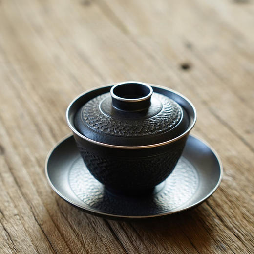 永利汇手工茶具泡茶碗黑金如意碗陶瓷三才盖碗单个大号家用日式 商品图4