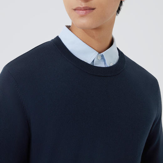 十如仕圆领可机洗针织混纺美利奴羊毛衫-FS01-01 商品图1