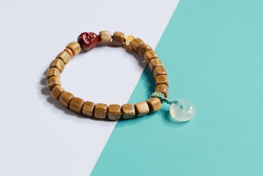 LT0005°绿檀四方来财珠|玛瑙平安扣手链手串 商品图1