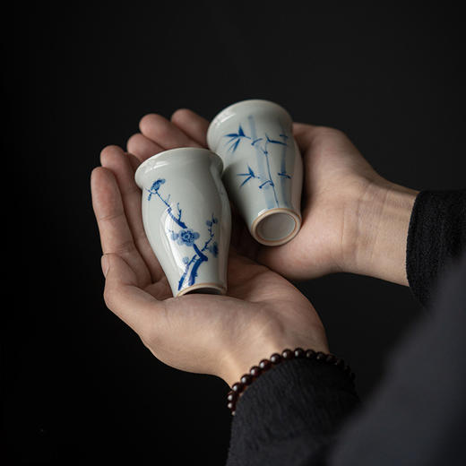 永利汇古青仿古闻香杯陶瓷品茗杯复古茶杯青花竹子喝茶小单杯茶杯 商品图1