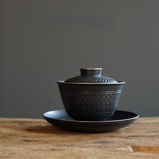永利汇手工茶具泡茶碗黑金如意碗陶瓷三才盖碗单个大号家用日式 商品图0