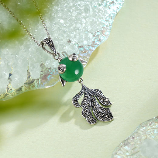 子佩集S925银【春烟水暖】吊坠【FLB1270】（不含链）绿玉髓狐狸2311 商品图4