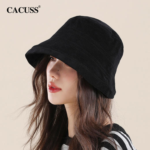 【cacuss渔夫帽】CACUSS帽子女秋季遮阳纯色百搭休闲渔夫帽显脸小大帽檐保暖盆帽潮PM197 商品图0