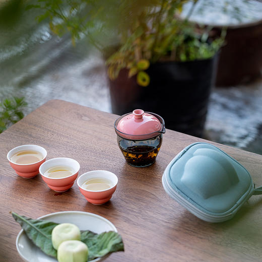 永利汇陶瓷快客杯一壶三杯旅行茶具户外收纳包便携式车载酒店 商品图0