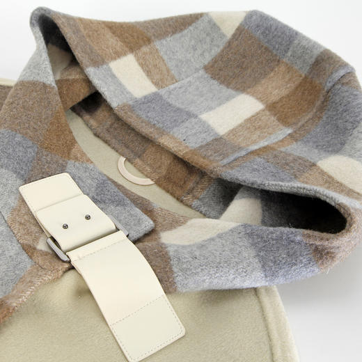 NH963斯尔丽23冬新款时尚保暖羊毛大衣连帽拼格子宽松显瘦双面呢长大衣 商品图4