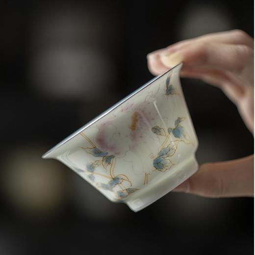 永利汇青花玉瓷高歌盖碗120ml手绘金线莲泡茶碗新中式陶瓷茶具纯手工 商品图1