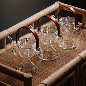 永利汇禾器中式玻璃莲心壶养生壶煮水壶蒸茶耐高温透明花茶煮茶