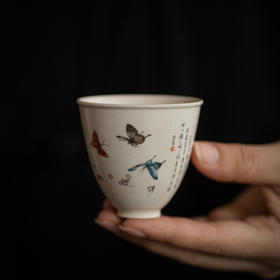 永利汇草木灰彩绘功夫茶杯复古中式杯子家用主人杯单杯女品茗杯陶瓷日式