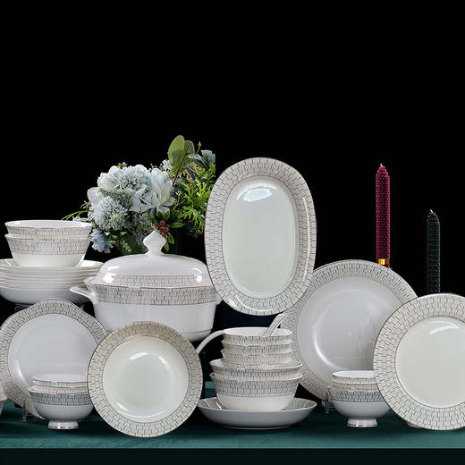 凡瑞斯恋曲42头12人用骨瓷餐具【不支持补差，非质量问题不退不换】S 商品图0