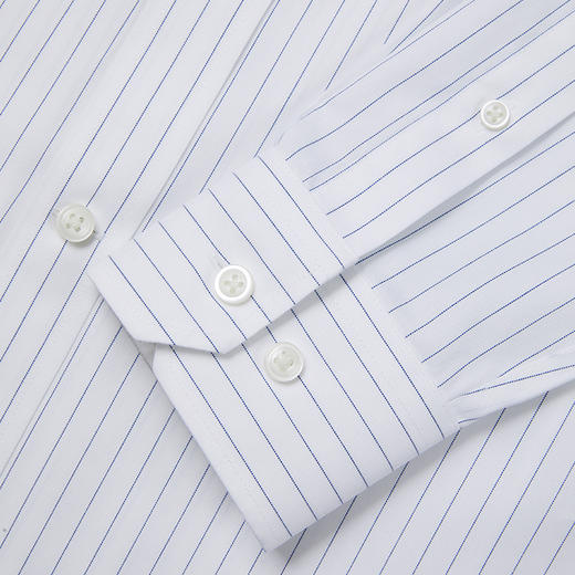 十如仕小方领钢笔蓝条纹长袖衬衫-301-01 商品图7