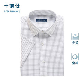 十如仕小方领细格短袖衬衫301