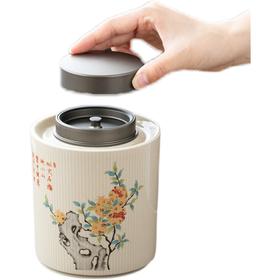 永利汇茶具陶瓷茶叶罐空罐双层密封盖存罐中式茶叶盒醒茶罐单罐