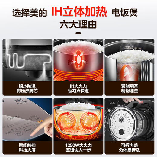 美的（Midea）商场同款电饭煲 家用IH大火力加热 智能24H预约 4L精钢鼎釜内胆 电饭锅 MB-HS4075 商品图1
