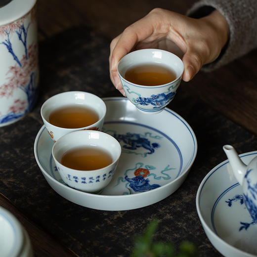 永利汇斗彩壶承盖碗干泡盘泡茶不烫手大号精品高端中式泡功夫茶具 商品图3