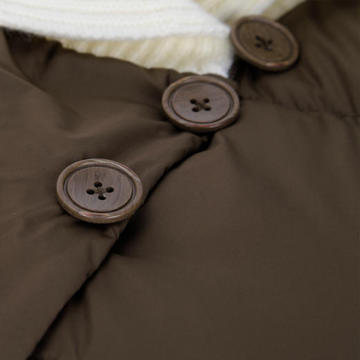 NR016斯尔丽23新款针织棒针大翻领撞色减龄宽松显高保暖白鸭绒羽绒服 商品图5