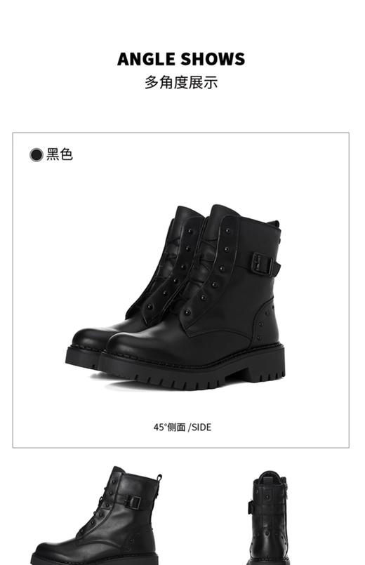 Pikolinos派高雁23冬季牛皮圆头粗跟系带英伦马丁靴 商品图6