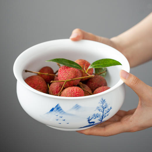 永利汇青花陶瓷茶洗家用功夫茶具杯洗笔洗水盂大号茶钵水果洗盆 商品图2