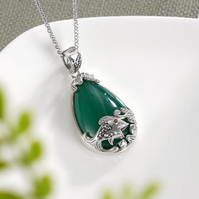子佩集S925银【玲珑结】吊坠【FLB1298】（不含链）绿玉髓2311