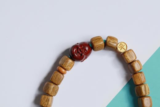 LT0005°绿檀四方来财珠|玛瑙平安扣手链手串 商品图4