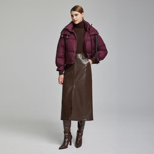 NR029斯尔丽2023冬季新款面包领轻薄白鸭绒短款显高显瘦时尚保暖羽绒服 商品图3