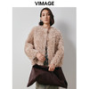 VIMAGE纬漫纪冬季新款气质修身羊毛羊皮革外套大衣V2093605 商品缩略图3