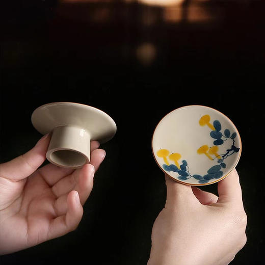 永利汇绘画中式复古盖置壶盖托盖碗茶盖托陶瓷功夫茶具茶玩茶配件 商品图1