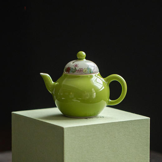 永利汇上彩手绘夏荷茶壶手工陶瓷泡茶壶单壶带过滤功夫茶家用 商品图0