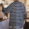 马登工装 美式休闲海浪立体条纹T恤撞色圆领插肩袖针织打底衫男秋 商品缩略图3