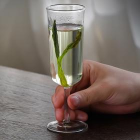 永利汇猴魁专用玻璃杯日式红酒杯家用透明泡茶高脚杯直筒绿茶创意水杯子