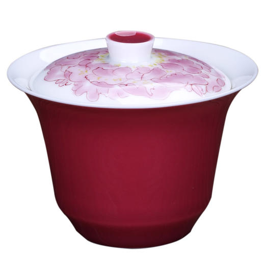 永利汇中式胭脂红家用盖碗单个手绘泡茶器不烫手陶瓷茶碗小清新 商品图4