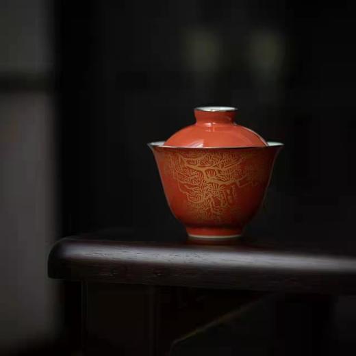 永利汇巩红金松手绘鎏银锦包茶艺套组四品杯收纳锦包130mI旅行 商品图1