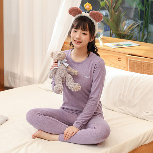 【多场景，一衣多穿！】青少年羊毛蚕丝打底保暖内衣套装，松紧裤腰宽松不勒肚，儿童秋衣秋裤睡衣男女童冬家居服，一套解决N种需求 商品图9