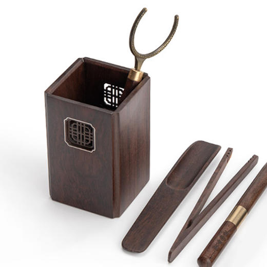 永利汇  黑檀实木茶道六君子套装黑檀木茶具配件茶夹子针杯叉家用 商品图3