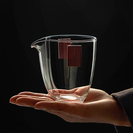 永利汇玻璃公道杯茶漏一体耐热日式功夫茶具茶水分离茶滤木片公杯 商品图0