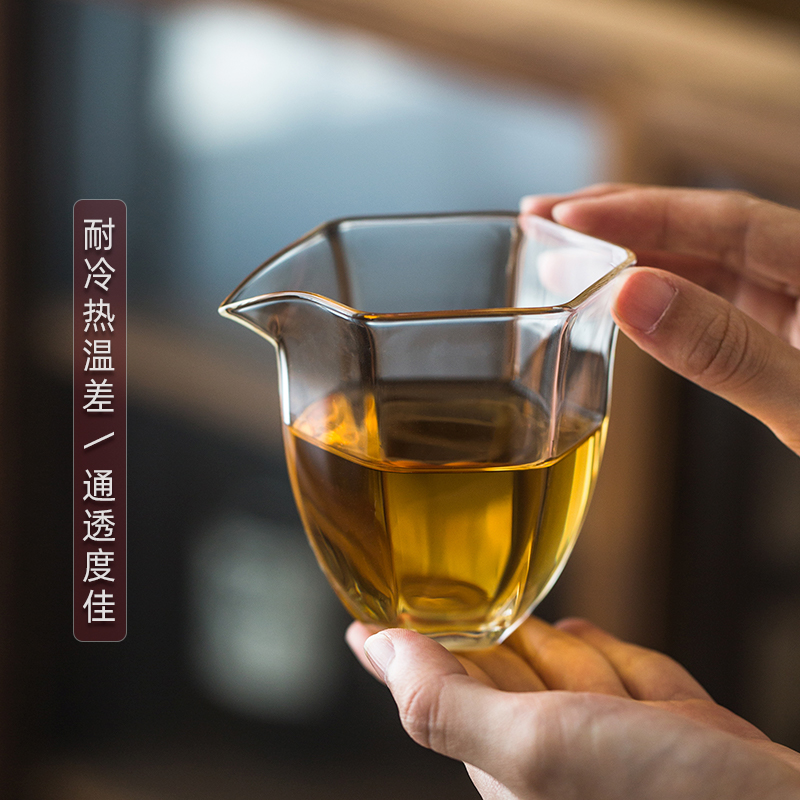 永利汇网红玻璃六角公道杯小号容量分茶器功夫茶具配件茶海公杯