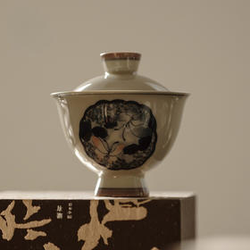 永利汇无落手绘开窗兰花盖碗复古秘釉泡茶碗手工陶瓷茶碗茶杯茶具