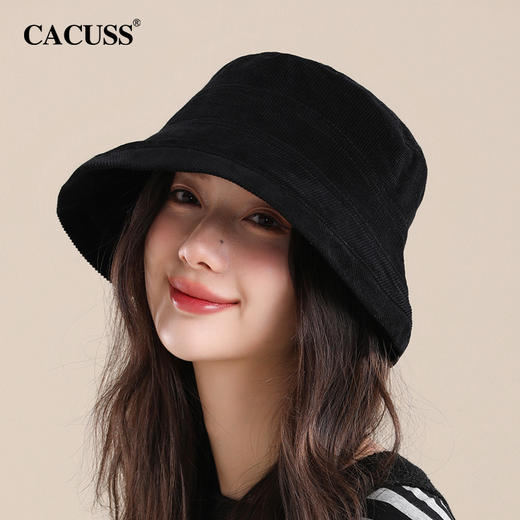 【cacuss渔夫帽】CACUSS帽子女秋季遮阳纯色百搭休闲渔夫帽显脸小大帽檐保暖盆帽潮PM197 商品图5