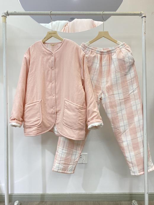 松植屋国潮圆领长袖棉袄套装加厚三层夹棉男女保暖家居棉服 商品图5