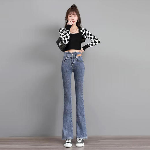 【秒杀价29.9元】【如遇缺货自动退款，介意勿拍】【秀黛】高腰加绒牛仔显瘦微喇叭裤E6777386T【线上专供款】【如遇缺货自动退款，介意勿拍】 商品图2