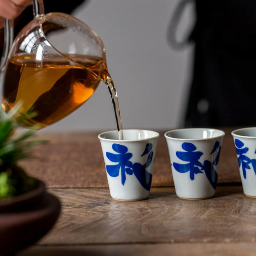 永利汇手写青花草书品茗杯功夫茶具单手工釉下彩个人杯复古主人 商品图2