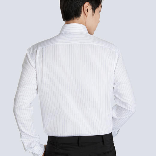 十如仕小方领钢笔蓝条纹长袖衬衫-301-01 商品图1