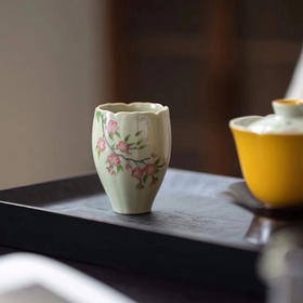 永利汇无落手绘花口茶杯单个陶瓷佛手杯家用品茗杯闻香聚香杯