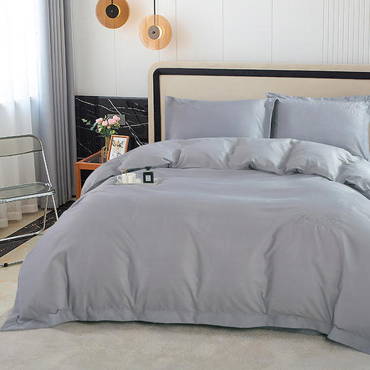 【紫韵家纺】“倾城之恋”全棉阳绒床饰套件（灰）/ZY-TG1662 商品图3