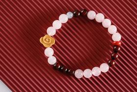 XYZT0536°昕粉 小叶紫檀水晶手链手串