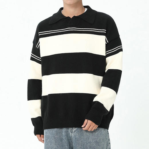 【圈】【新款DSK】大依优型大码潮款小翻领毛衫毛衣多色宽松休闲大依优型长袖加肥加大男装上衣男士打底衫 商品图6