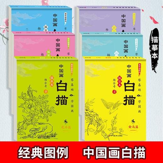 白描描摹本儿童绘画涂色本素描古诗词铅笔纸素描本工笔国风古风花 商品图0