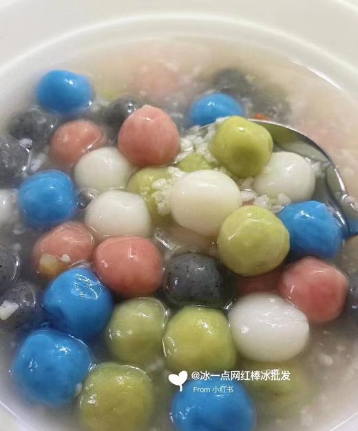 周二取货:【缸鸭狗五彩小圆子】一袋435克，选用上等的东北五常白糯米，每个圆子大小颗粒均匀，嚼劲足，弹性好！！ 商品图2